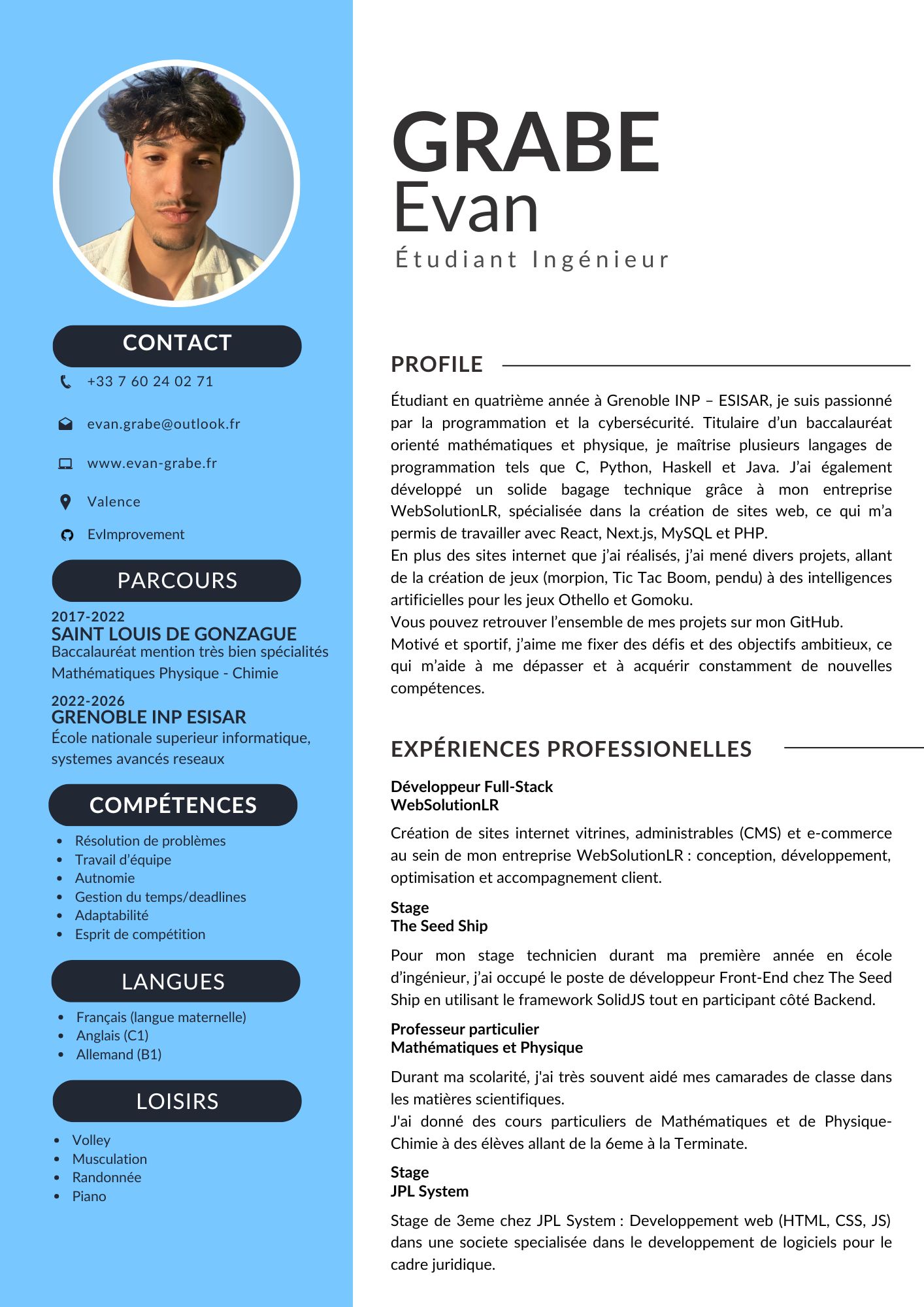 CV en plein ecran
