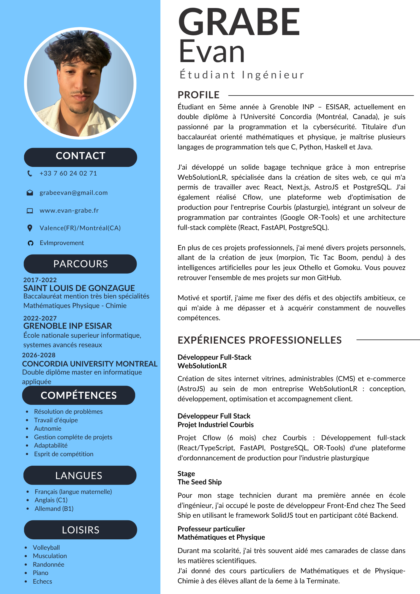 Aperçu CV Evan Grabe